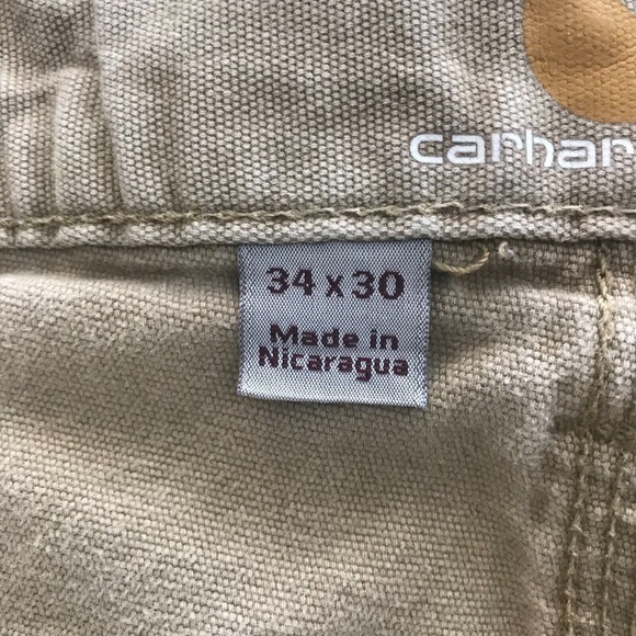 Carhartt Work Pants Mens 34x30 Khaki Relaxed Fit Workwear Dungaree Wide Leg‎ - Picture 5 of 11
